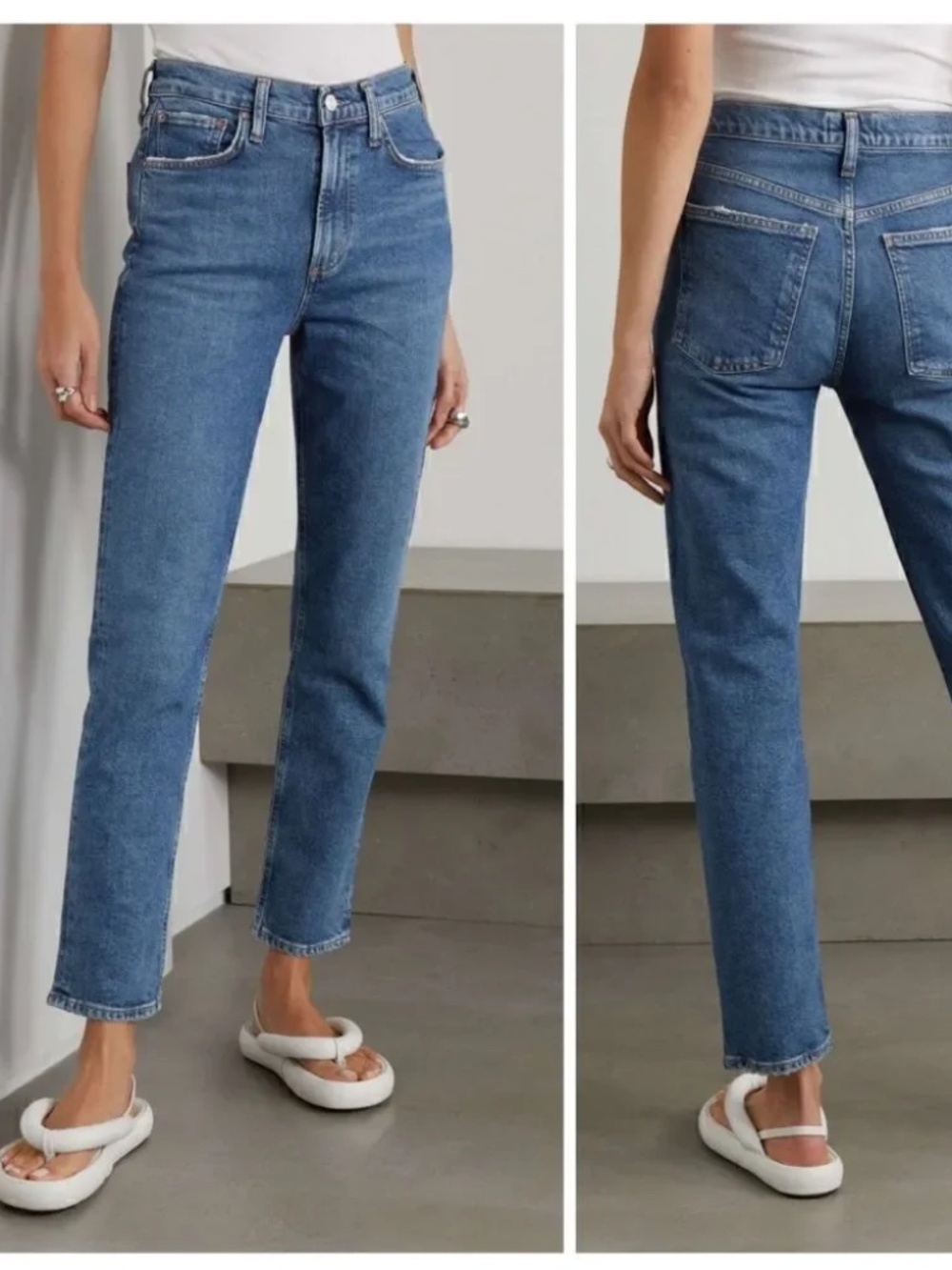 Agolde Merrel Mid Rise Straight Leg Stretch Denim Jeans In Merrel